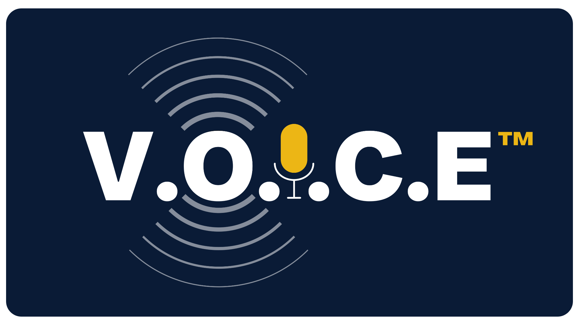 V.O.I.C.E. by ScopeSite AI visibility scanner logo with microphone icon and sound wave design on navy background